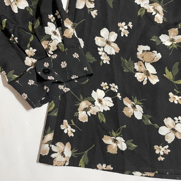 Ditsy Floral Cottagecore Henley Blouse NWT S Womens Chiffon Woven Peasant Boho - Picture 6 of 11